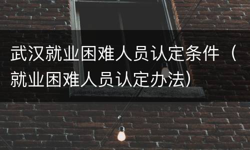 武汉就业困难人员认定条件（就业困难人员认定办法）