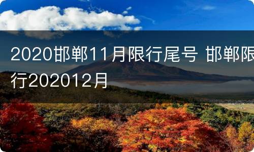 2020邯郸11月限行尾号 邯郸限行202012月
