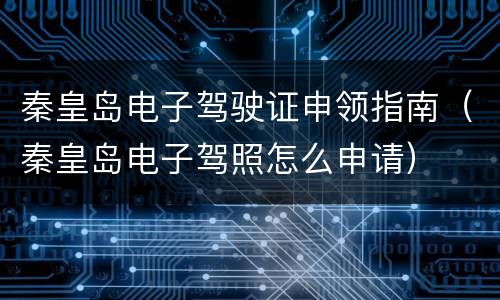 秦皇岛电子驾驶证申领指南（秦皇岛电子驾照怎么申请）
