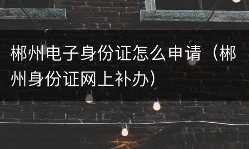 郴州电子身份证怎么申请（郴州身份证网上补办）