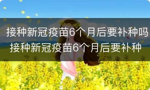 接种新冠疫苗6个月后要补种吗 接种新冠疫苗6个月后要补种吗多少钱