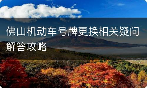 佛山机动车号牌更换相关疑问解答攻略