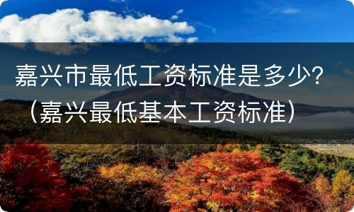 嘉兴市最低工资标准是多少？（嘉兴最低基本工资标准）