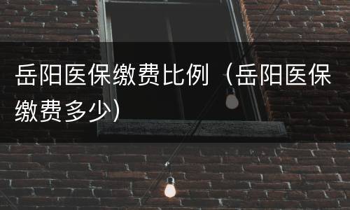 岳阳医保缴费比例（岳阳医保缴费多少）