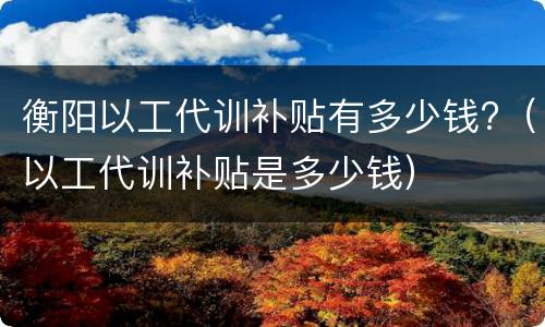 衡阳以工代训补贴有多少钱?（以工代训补贴是多少钱）