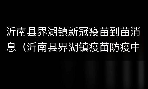 沂南县界湖镇新冠疫苗到苗消息（沂南县界湖镇疫苗防疫中心）