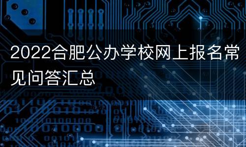2022合肥公办学校网上报名常见问答汇总