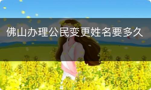 佛山办理公民变更姓名要多久