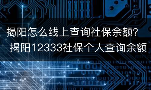 揭阳怎么线上查询社保余额？ 揭阳12333社保个人查询余额