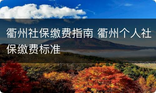 衢州社保缴费指南 衢州个人社保缴费标准