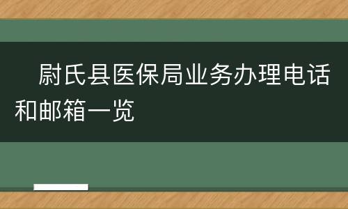 ​尉氏县医保局业务办理电话和邮箱一览