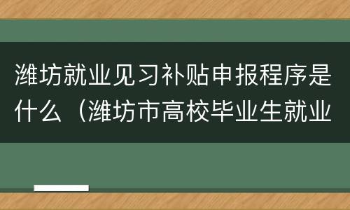 潍坊就业见习补贴申报程序是什么（潍坊市高校毕业生就业补贴）