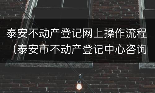 泰安不动产登记网上操作流程（泰安市不动产登记中心咨询电话）