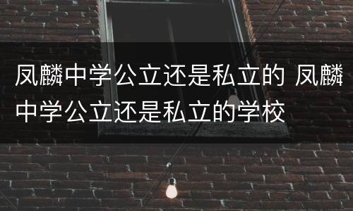 凤麟中学公立还是私立的 凤麟中学公立还是私立的学校