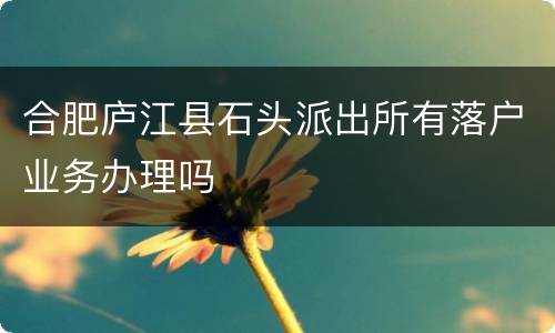 合肥庐江县石头派出所有落户业务办理吗