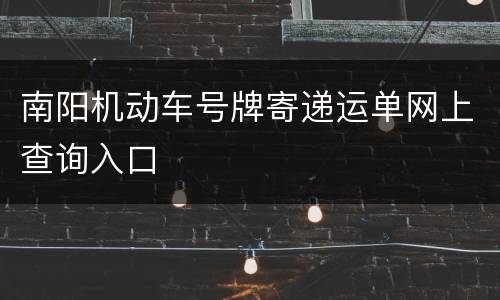 南阳机动车号牌寄递运单网上查询入口