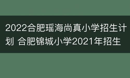 2022合肥瑶海尚真小学招生计划 合肥锦城小学2021年招生