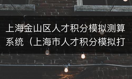 上海金山区人才积分模拟测算系统（上海市人才积分模拟打分）