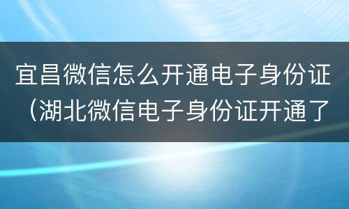 宜昌微信怎么开通电子身份证（湖北微信电子身份证开通了吗）