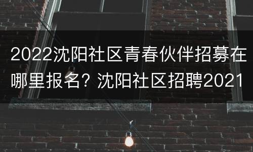 2022沈阳社区青春伙伴招募在哪里报名? 沈阳社区招聘2021报名