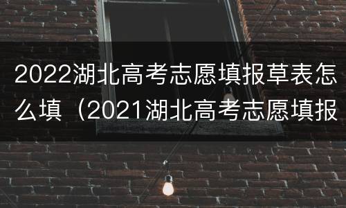 2022湖北高考志愿填报草表怎么填（2021湖北高考志愿填报草表WORD）