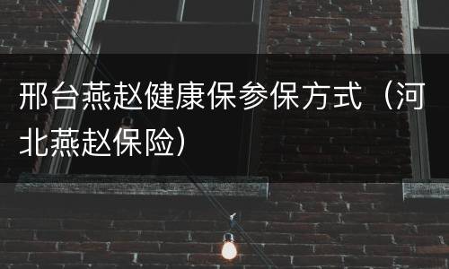 邢台燕赵健康保参保方式（河北燕赵保险）