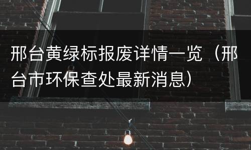 邢台黄绿标报废详情一览（邢台市环保查处最新消息）