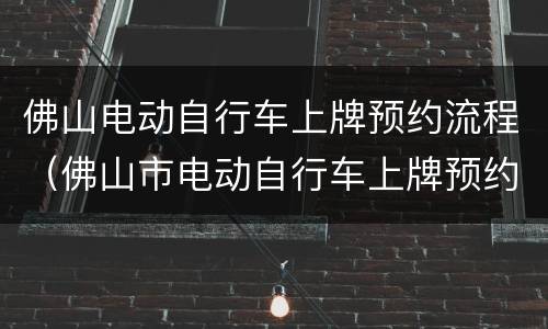 佛山电动自行车上牌预约流程（佛山市电动自行车上牌预约）