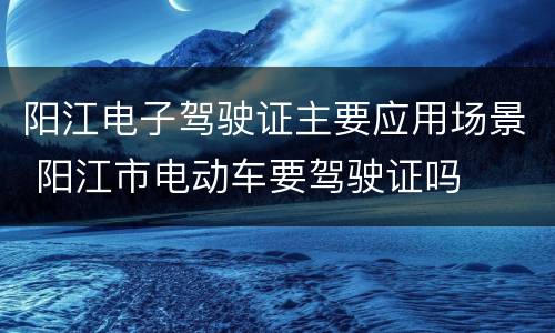 阳江电子驾驶证主要应用场景 阳江市电动车要驾驶证吗