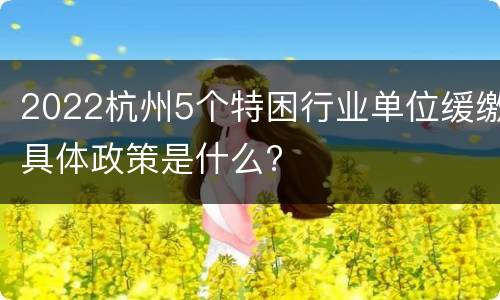 2022杭州5个特困行业单位缓缴具体政策是什么?