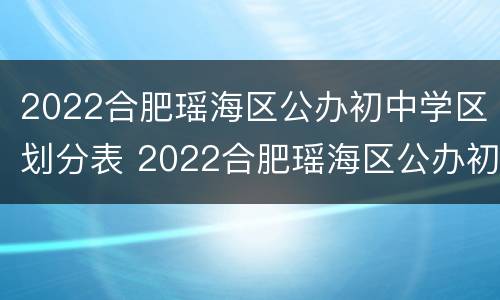 2022合肥瑶海区公办初中学区划分表 2022合肥瑶海区公办初中学区划分表格