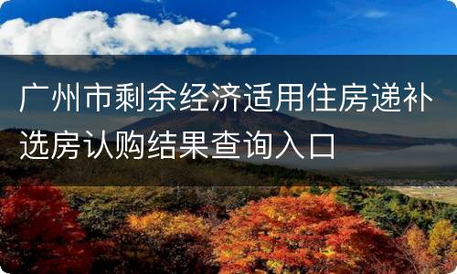广州市剩余经济适用住房递补选房认购结果查询入口