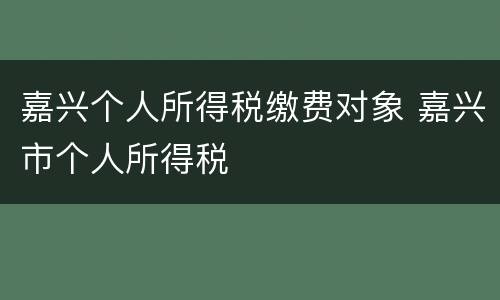 嘉兴个人所得税缴费对象 嘉兴市个人所得税