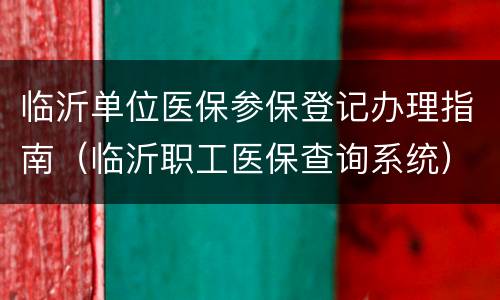 临沂单位医保参保登记办理指南（临沂职工医保查询系统）