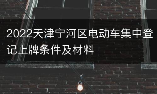 2022天津宁河区电动车集中登记上牌条件及材料