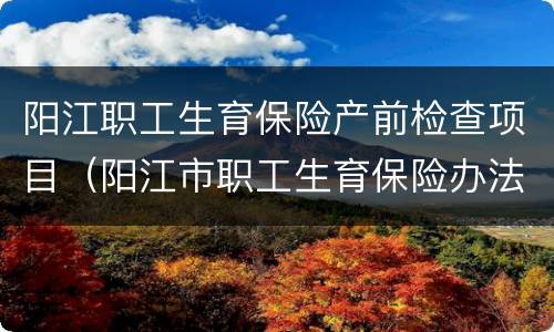 阳江职工生育保险产前检查项目（阳江市职工生育保险办法）