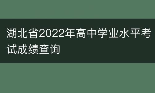 湖北省2022年高中学业水平考试成绩查询
