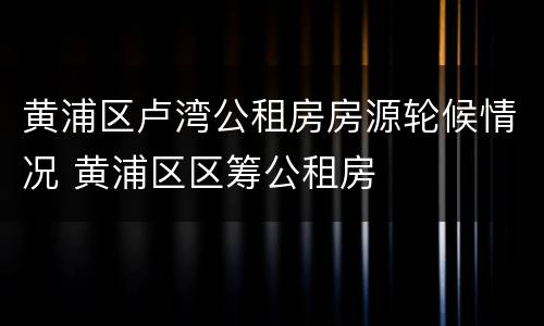 黄浦区卢湾公租房房源轮候情况 黄浦区区筹公租房