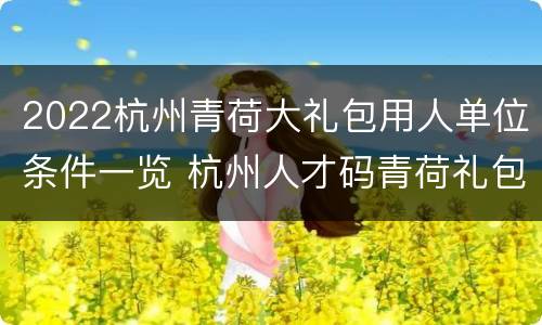 2022杭州青荷大礼包用人单位条件一览 杭州人才码青荷礼包