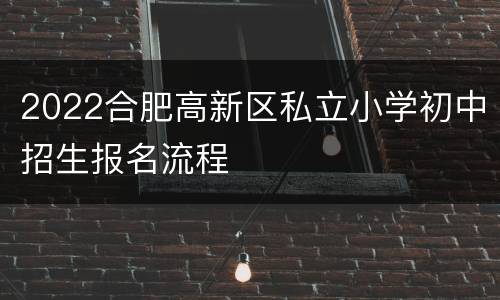 2022合肥高新区私立小学初中招生报名流程