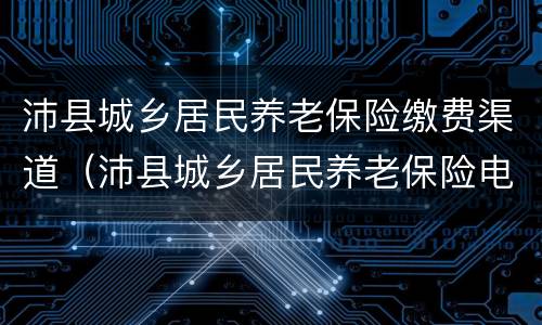 沛县城乡居民养老保险缴费渠道（沛县城乡居民养老保险电话）