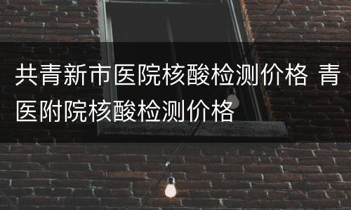 共青新市医院核酸检测价格 青医附院核酸检测价格