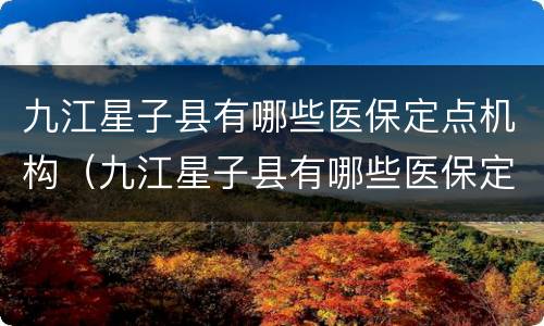 九江星子县有哪些医保定点机构（九江星子县有哪些医保定点机构名称）