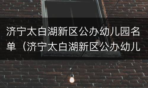 济宁太白湖新区公办幼儿园名单（济宁太白湖新区公办幼儿园名单大全）