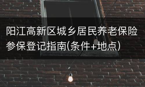 阳江高新区城乡居民养老保险参保登记指南(条件+地点)