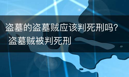 盗墓的盗墓贼应该判死刑吗？ 盗墓贼被判死刑