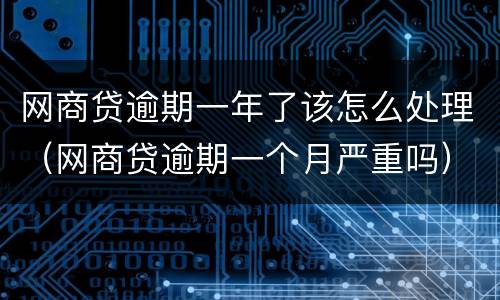 网商贷逾期一年了该怎么处理（网商贷逾期一个月严重吗）