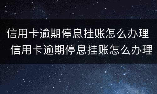信用卡逾期停息挂账怎么办理 信用卡逾期停息挂账怎么办理只有36期