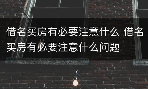 借名买房有必要注意什么 借名买房有必要注意什么问题
