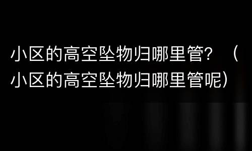 小区的高空坠物归哪里管？（小区的高空坠物归哪里管呢）